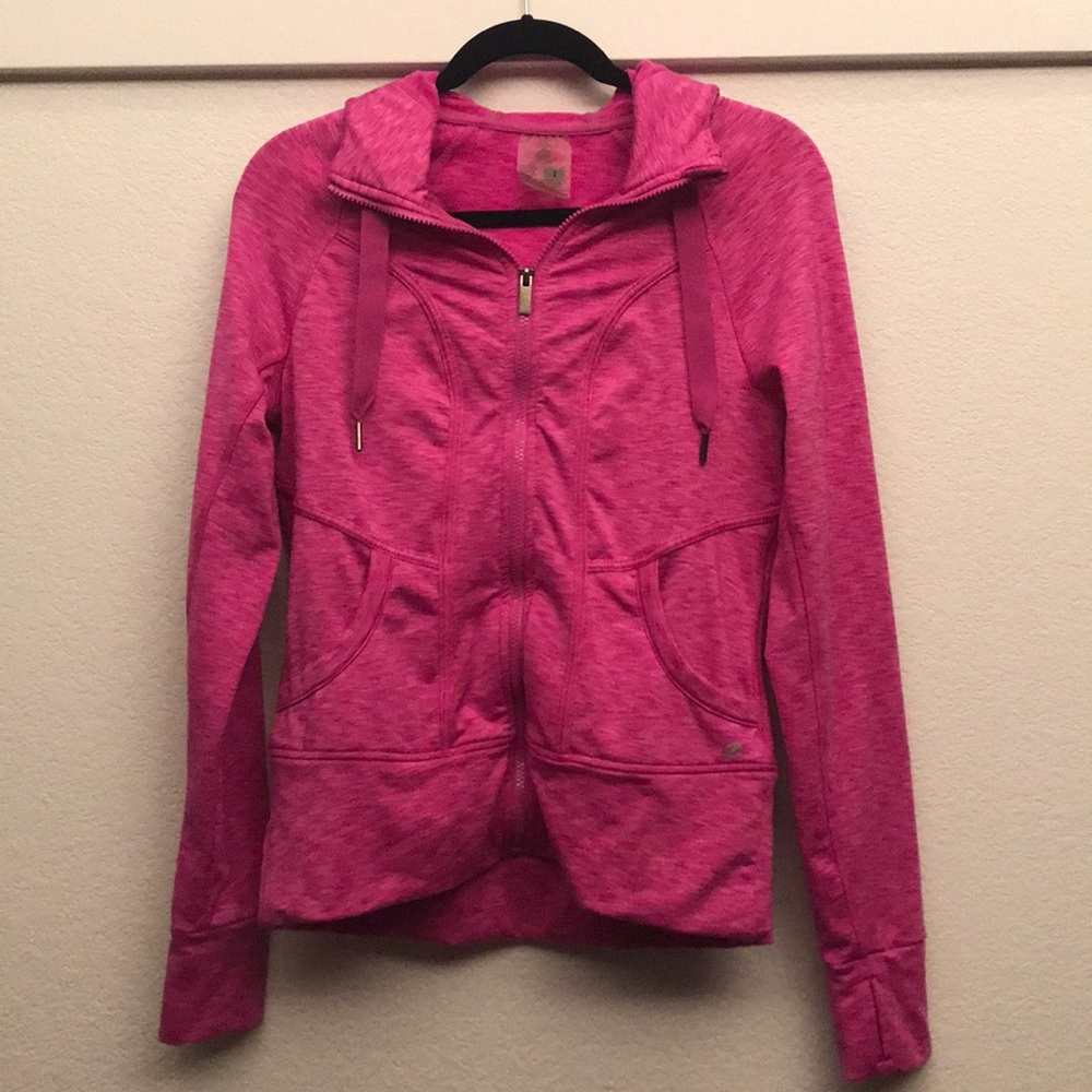 Pink long sleeved zip up hoodie